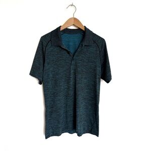 Lululemon | Blue Athletic Short Sleeve Polo Tshirt w/ Buttons - Mens Medium
